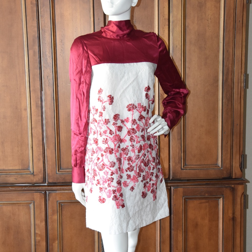 AMELIA TORO Haute Couture Anthropology Lace Embroidered Festive Dress Size 4